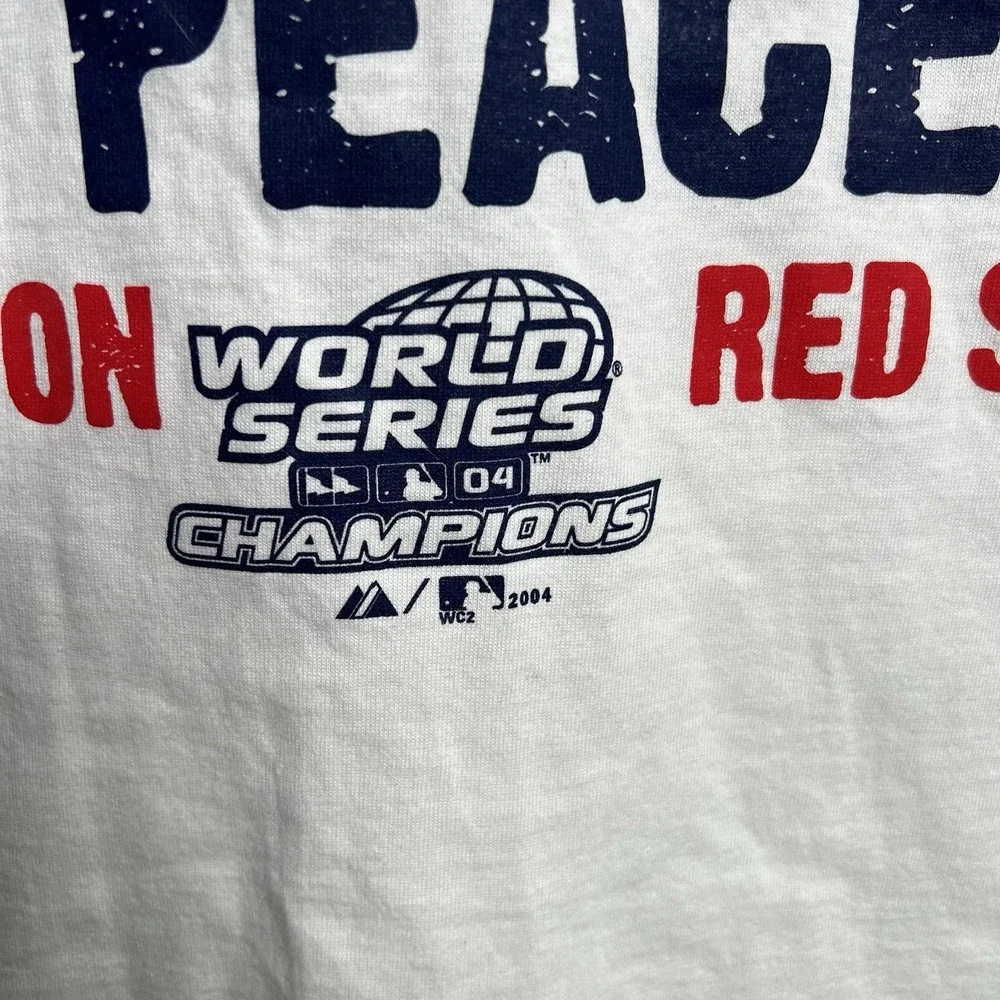Vintage Y2K Red Sox 2004 World Series Champions M Shirt Now I Can Die In Peace - Picture 3 of 8